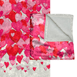 Soft sherpa blanket with 'Pink & Red Hearts Decorative Throw | Home Gift' design