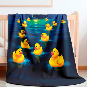 soft sherpa blanket with 'Rubber Ducky Ocean' design