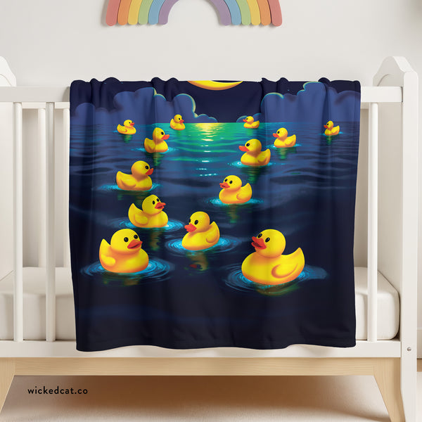 Rubber Ducky Ocean Sherpa Baby Blanket
