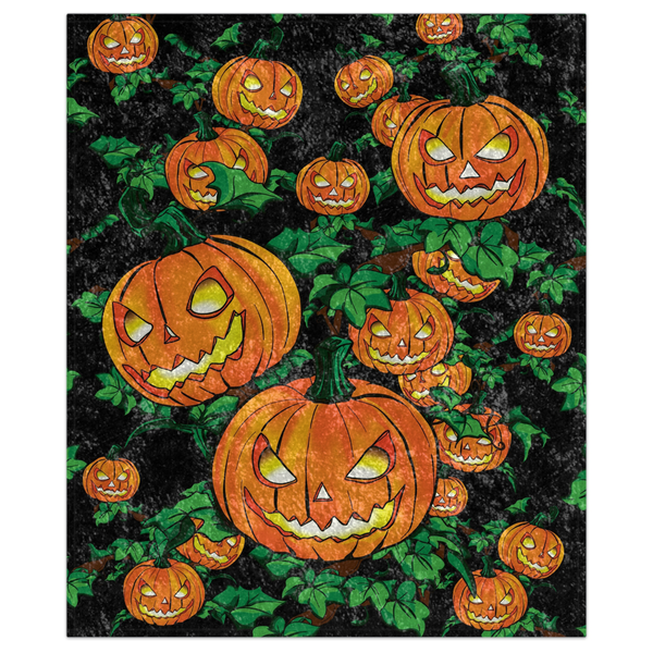 Jack O Lantern Pumpkins Halloween Throw Blanket