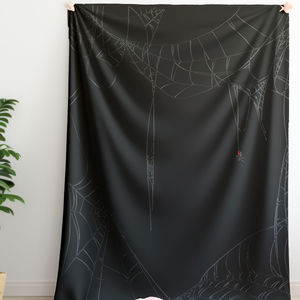 Spiderweb Black Halloween Plush Sherpa Throw Blanket