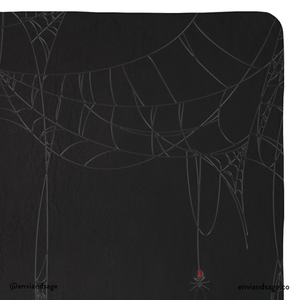 Spiderweb Black Halloween Plush Sherpa Throw Blanket