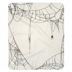 Spiderweb White Halloween Chic Sherpa Throw Blanket