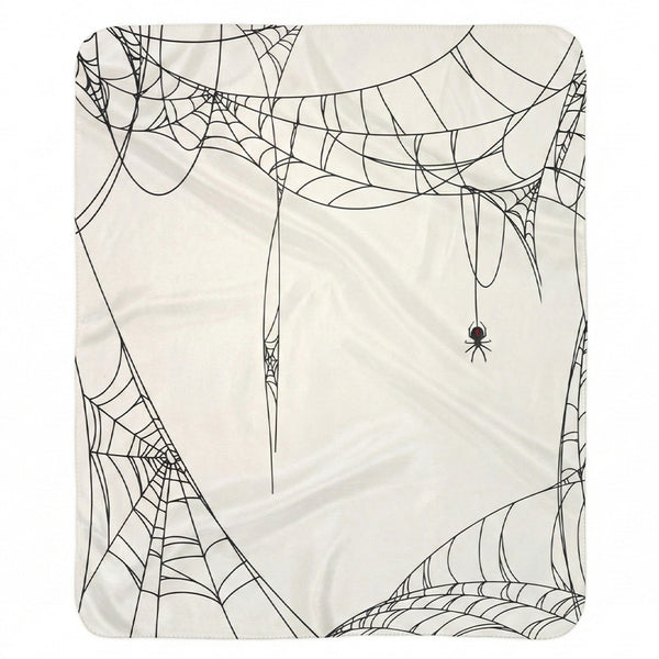 Spiderweb White Halloween Chic Sherpa Throw Blanket