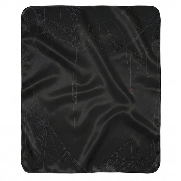Spiderweb Black Halloween Plush Sherpa Throw Blanket