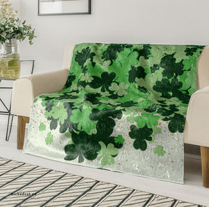 Falling Shamrocks Green Decorative Throw Blanket