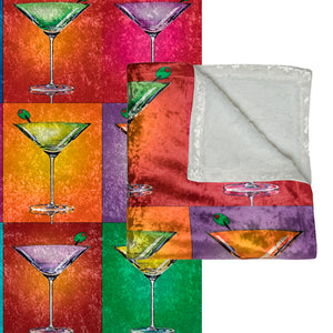 Soft sherpa blanket with 'Martini Pop Art Colorful Decorative Throw' design