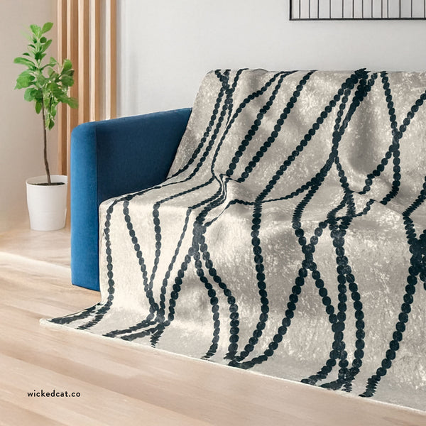 White & Blue Azure Pearls Decorative Throw Blanket