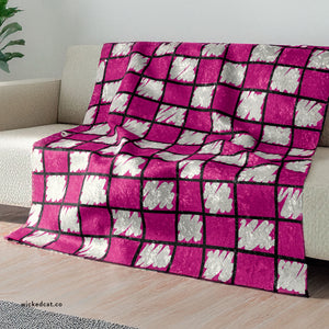 Checkered Pink & White Chic Couch Throw Blanket
