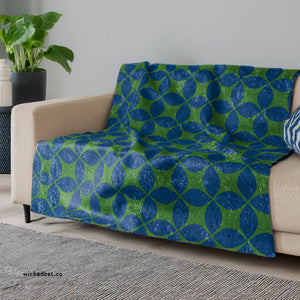 Blue & Green Art Deco Decorative Throw Blanket