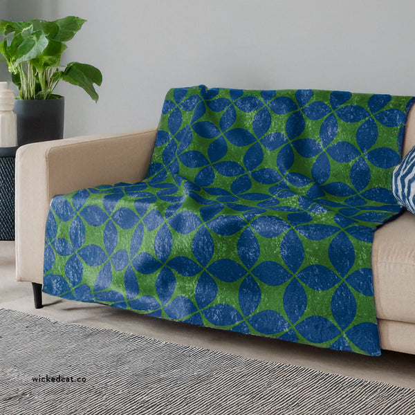 Blue & Green Art Deco Decorative Throw Blanket