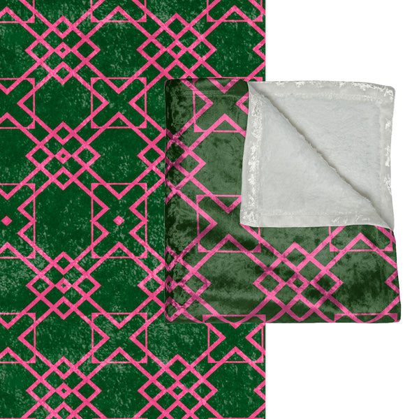 Green & Pink Geometric Decorative Throw Blanket