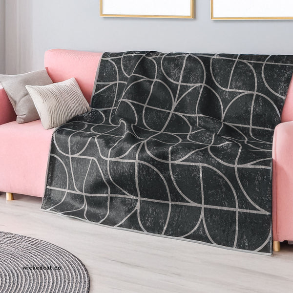 Black & Grey Art Deco Decorative Throw Blanket