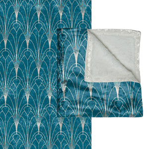 Teal Blue Art Deco Decorative Throw Blanket