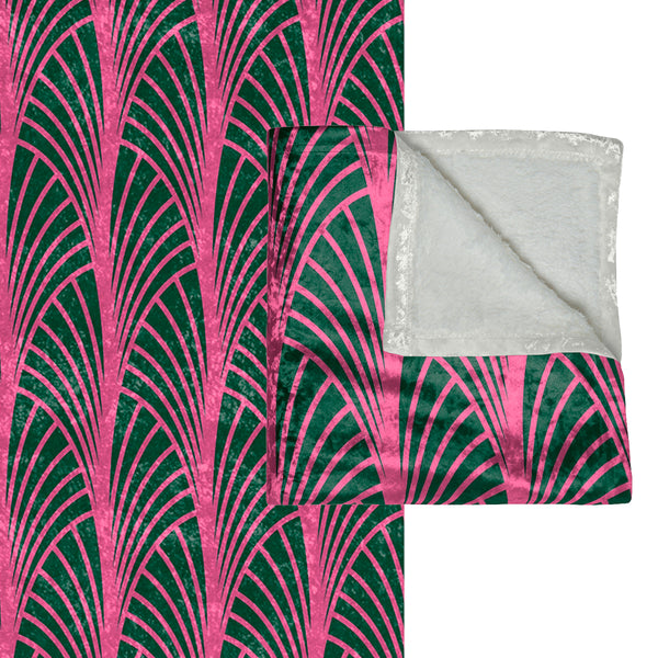 Green & Pink Art Deco Decorative Throw Blanket