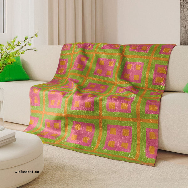 Pastel Orange & Pink Decorative Throw Blanket