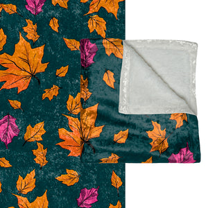 Fall Leaves Green Decorative Throw Blanket