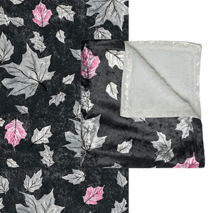 Fall Leaves Grey & Pink Decorative Throw Blanket