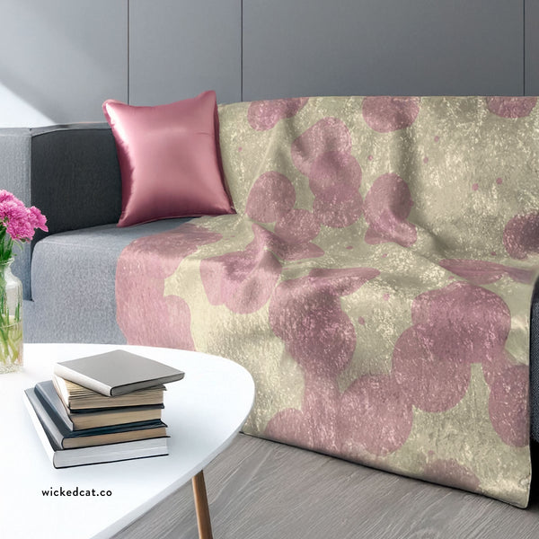 Ivory & Pink Polka Dot Decorative Throw Blanket