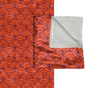 Soft sherpa blanket with 'Art Deco Orange Purple Decorative Throw' design