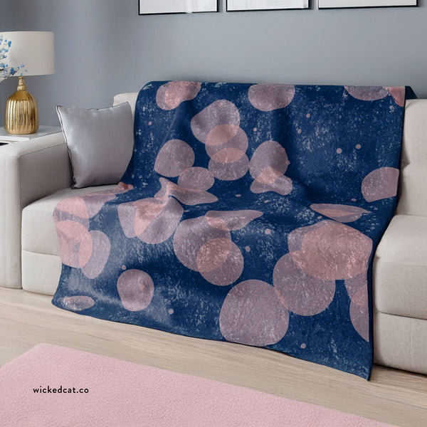 Blue & Pink Polka Dot Throw Blanket