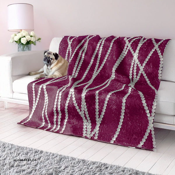 White and Pink Pearls Decorative Throw Blanket