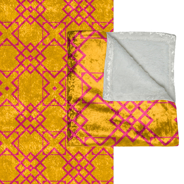 Vibrant Yellow & Pink Geometric Decorative Throw