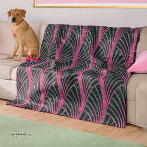 Green & Pink Art Deco Decorative Throw Blanket