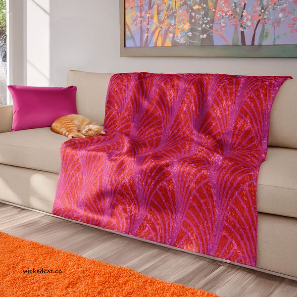 Pink & Orange Art Deco Decorative Throw Blanket