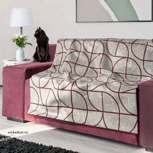 Soft sherpa blanket with 'Red & White Art Deco Decorative Throw' design