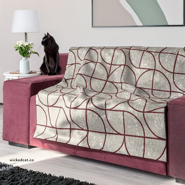 Red and White Art Deco Decorative Throw Blanket