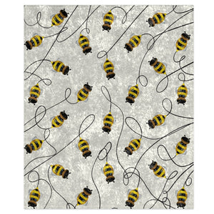 Soft sherpa blanket with 'Buzzing Bees Spring Summer Decorative Throw' design