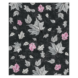 Fall Leaves Grey & Pink Decorative Throw Blanket