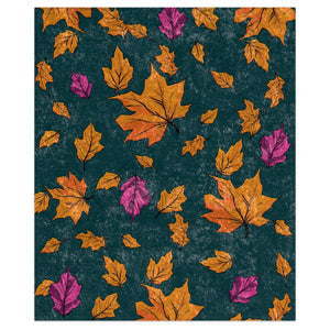 Fall Leaves Green Decorative Throw Blanket
