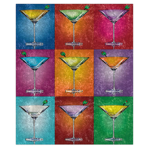 Pop Art Martini Colorful Home Decor Throw Blanket