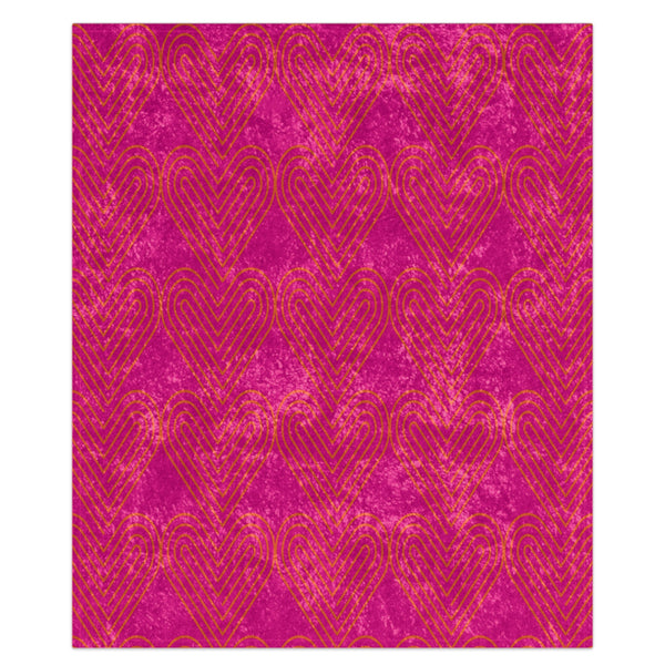 Pink & Orange Hearts Art Deco Decorative Throw Blanket