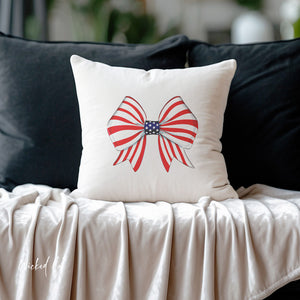 throw pillow with 'Chic Patriotic 4th of July Soft Accent Cover' design