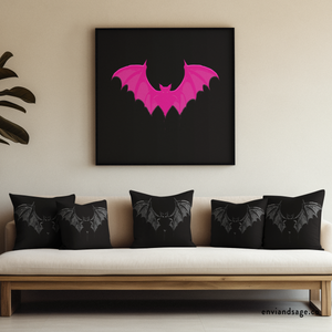 throw pillow with 'Black Bat Spooky Accent' design