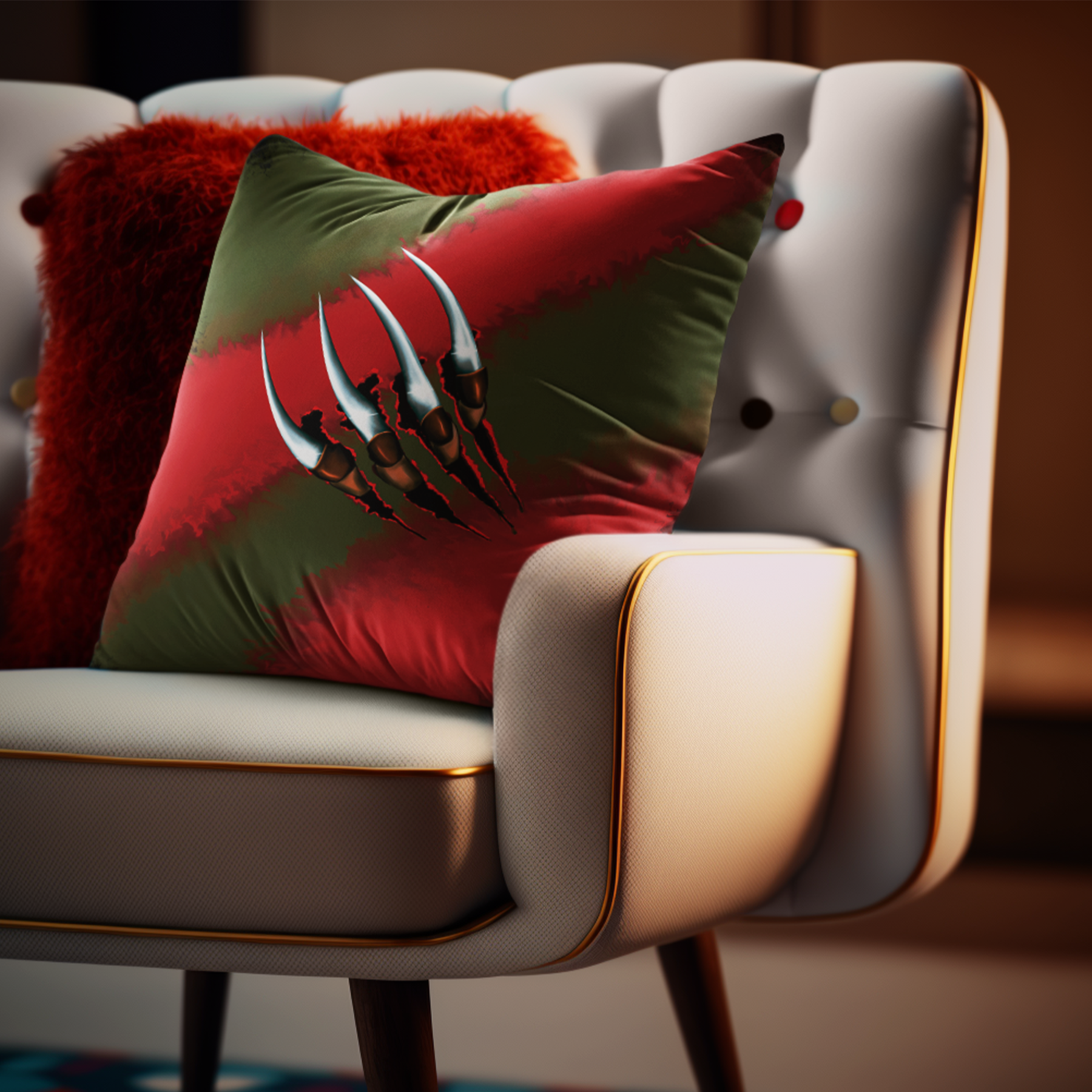 Double-Sided Nightmare on Elm Freddy Outdoor Patio Pillow
