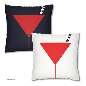throw pillow with 'Reversible USA Martini Patriotic Cover' design