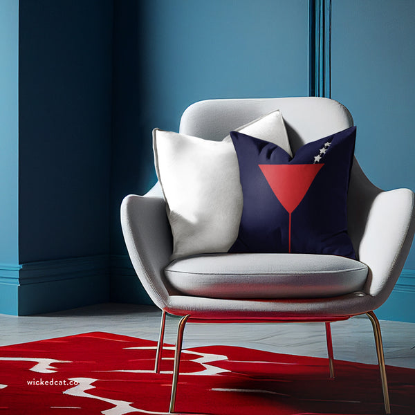 Martini Lovers Reversible Patriotic Accent Pillow Cover