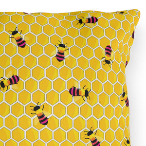 Honeycomb Rainbow Bee Indoor Outdoor Throw Pillow