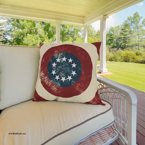 Vintage American Flag Patriotic Outdoor Indoor Throw Pillow