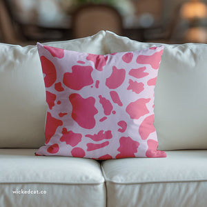 throw pillow with 'Pink Cow Print Cover' design