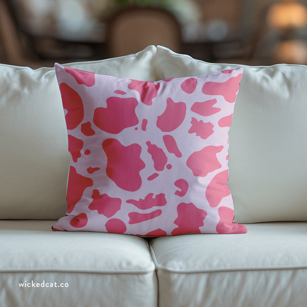 Pink Animal Cow Print Soft Throw Pillow Cover
