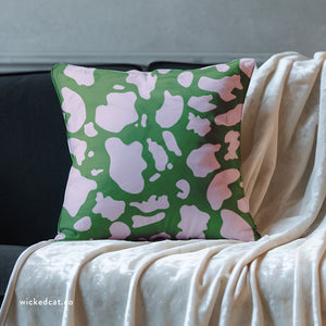 Pink & Green Animal Cow Print Soft Pillow Cover
