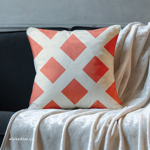 Reversible Ivory & Orange Throw Pillow Cover