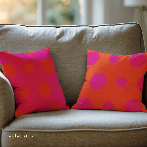 Pink & Orange Reversible Faux Suede Pillow Cover