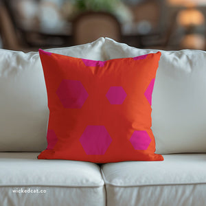 throw pillow with 'Pink & Orange Reversible Cover' design