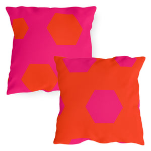 throw pillow with 'Vibrant Pink & Orange Reversible' design